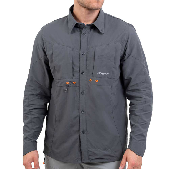 Graff Fishing Shirt 807-ko-cl-2 With Upf50 Sun Protection Grey 2XL Man