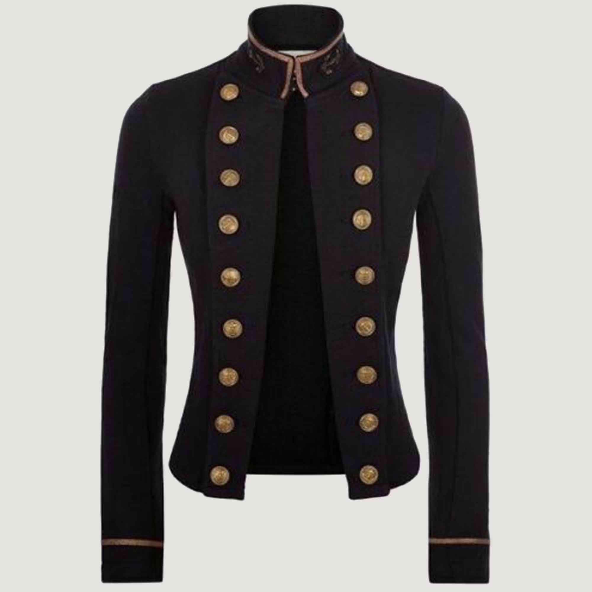 Ladies Black Officer's Military Coat Braided Jacket, Ladies Fashion Coat, Accessories Not Included in Price