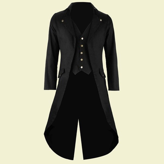 Men's Handmade Black Steampunk Tailcoat Jacket Gothic Victorian Coat , Matrix Cosplay, Long Jacket, Free Shipping Usa