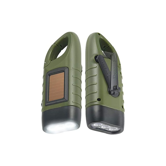 2pcs Solar Flashlight, Can Hand Crank Charge, Emergency Charge led Flashlight, Survival Flashlight Green - Muff