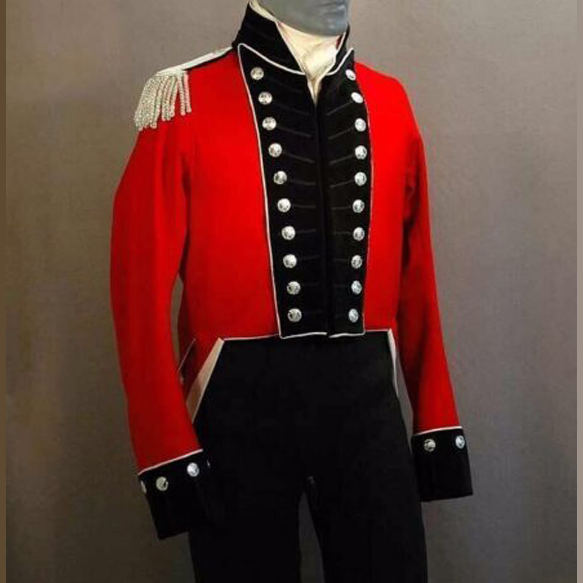 New British Regt Dewatteville Officer Historical Red Men Military Wool Jacket , Men's Fashion Hussar Jacket, Military Costumes, Halloween Cos