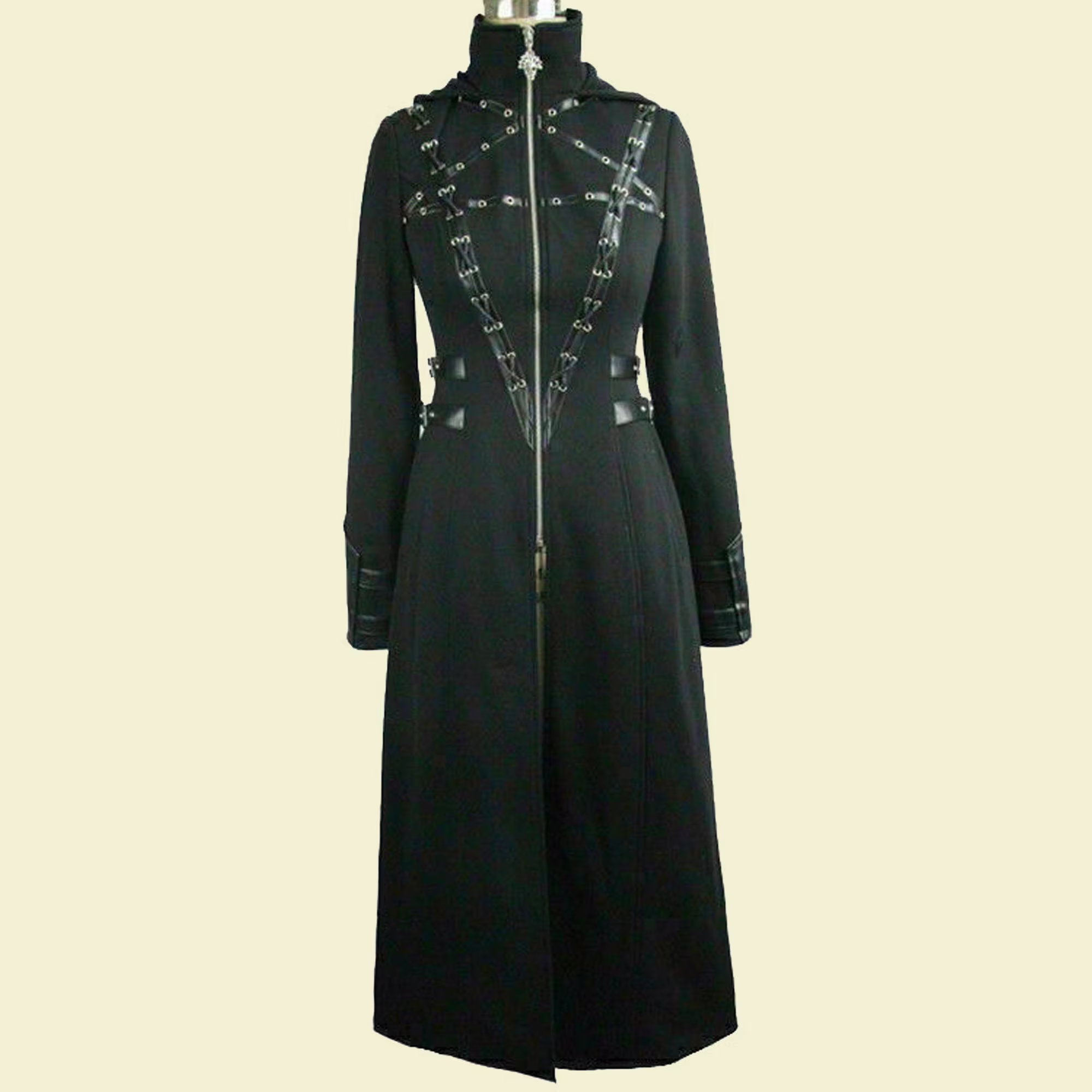 New Ladies Steampunk Black Coat Outwear Rock Vampire Military Coat, Fashion Long Coat