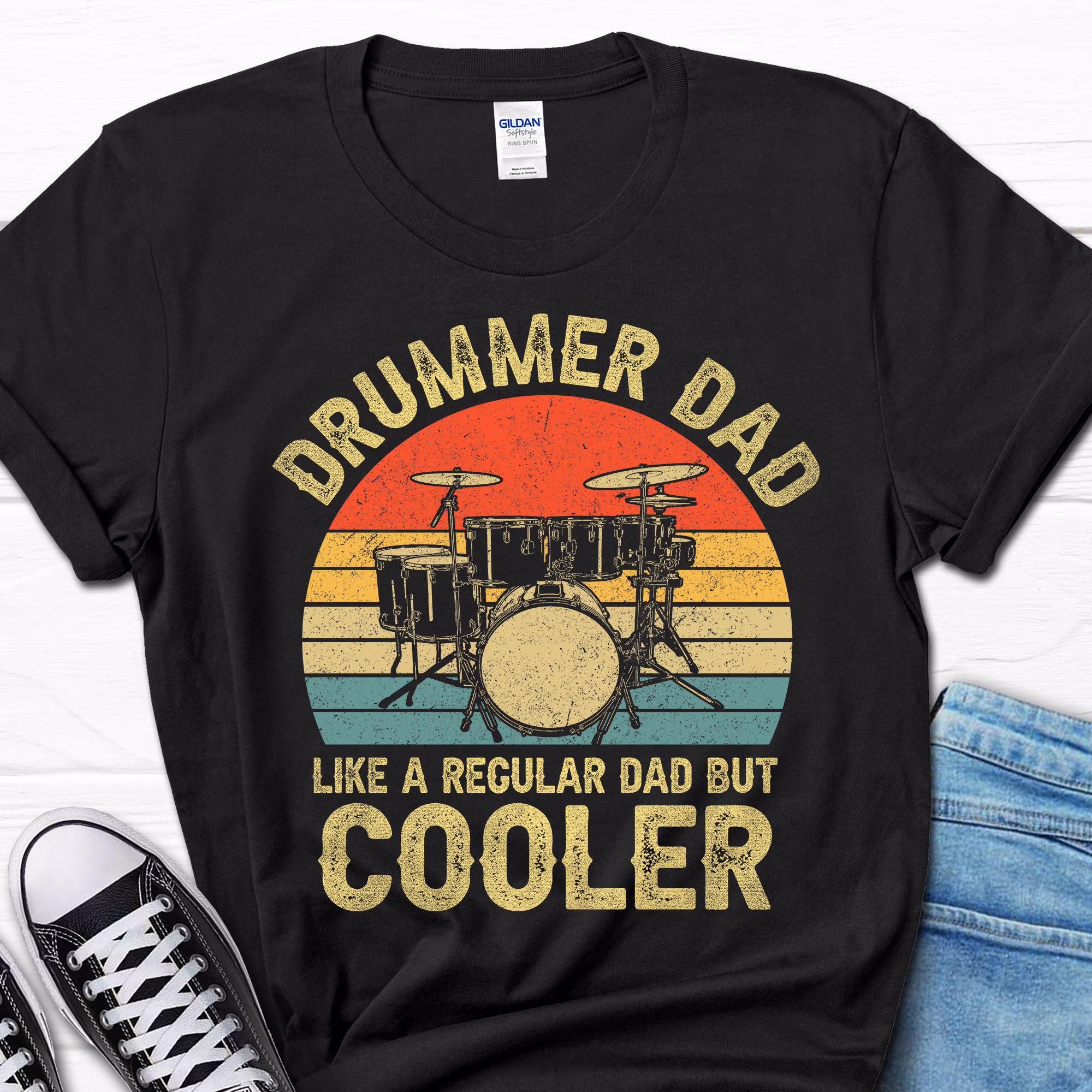 Drummer Dad Shirt, Father's Day Father Gift, Musician Present, Funny Gifts For Him, Daddy Music Fan Tee