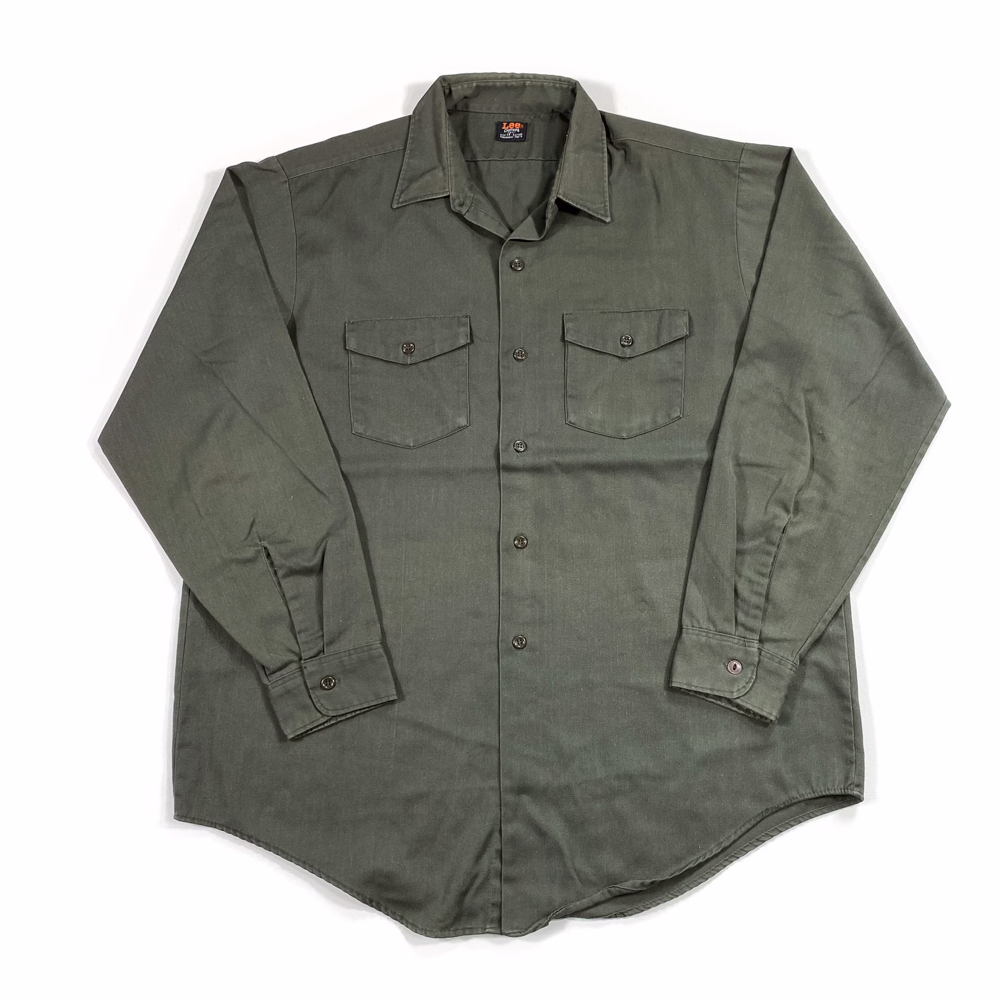 Vintage Lee Chetopa Twill Shirt 70S Lee Shirt 80S Chetopa Button Up Military Green Permanent Press