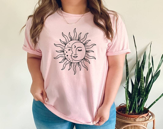 Celestial Sun & Moon Tshirt, Mystical Shirt, T Shirt. Sun, Eclipse, Boho, Universe, Gifts Unisex, More Colors Available