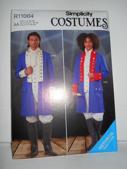 2021 Revolution, Colonial, British Unisex Military Uniform Simplicity S9252 Aa | 34 - 42 Or Bb | 44-52 Sewing Pattern For Officer Soldier