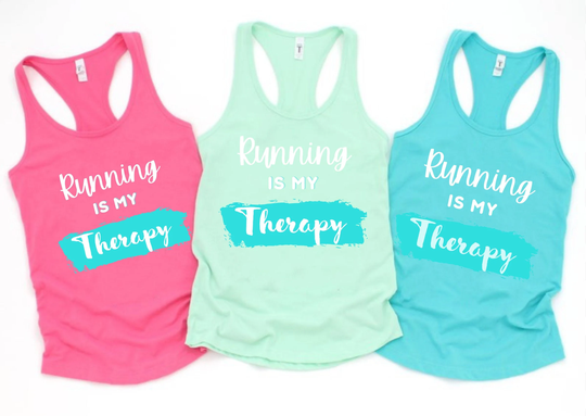 Running Is My Therapy Tank Top, Tank, Fitness Gym Marathon Top, Exercise 5K Workout Top