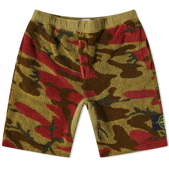 Stone Island Heritage Camo Fleece Short Military Green