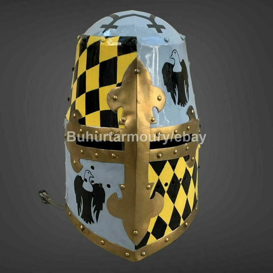 steel Medieval Painted Crusader Great Templar Helmet